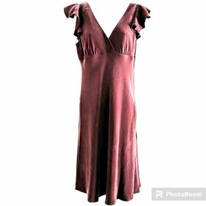 J. Crew Dress 100% Silk Dress NWT Size 12 Plum VNeck Sleeveless Flounce Side Zip